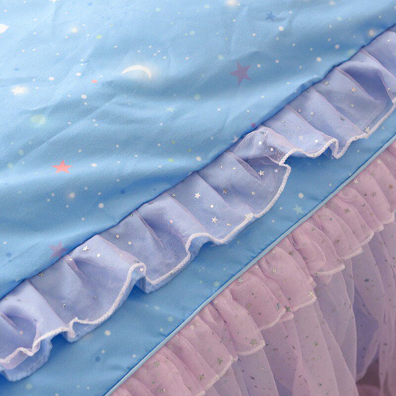 小清新时尚星空款四件套公主风渐变色蕾丝网纱床裙被套少女心床品,床上用品,床品套件/四件套/多件套,淘宝优惠券,粉丝福利购,淘宝优惠卷