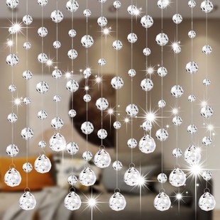 水晶帘子客厅隔间帘门帘玄关屏风卧室装饰珠子珠帘厕所挂帘免打孔