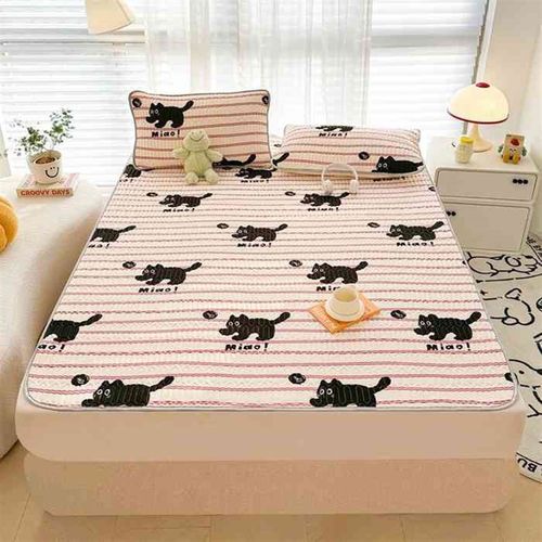 卡通新款夏季凉感丝乳胶凉席空调席学生宿舍三件套床笠床品可机洗