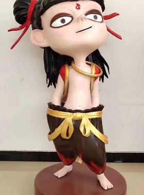 卡通玩偶魔童降世哪吒玻璃钢商场景区雕P塑大型落地公仔摆件
