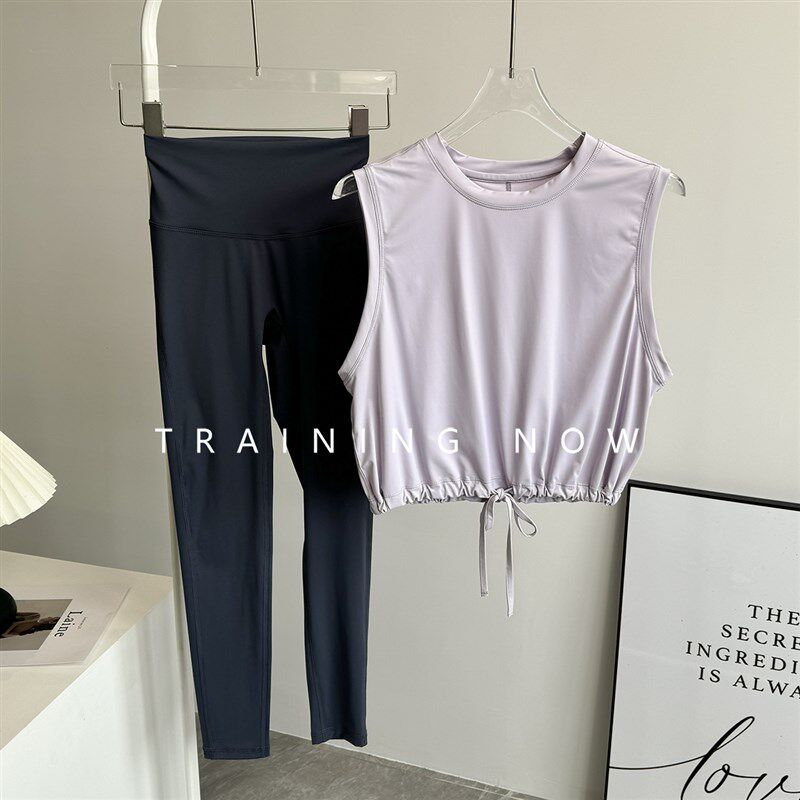 跑步套装女夏季速干薄款时尚显瘦户外晨跑衣健身房瑜伽运动网红服