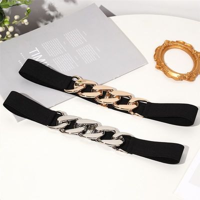 速发Fashion Women Punk Elastic Belt Metal Chain Decorative W