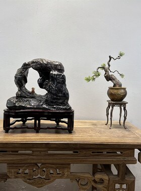 灵璧石摆件天然原石奇石中式厅堂陈设观赏石 入户玄关桌落地摆设