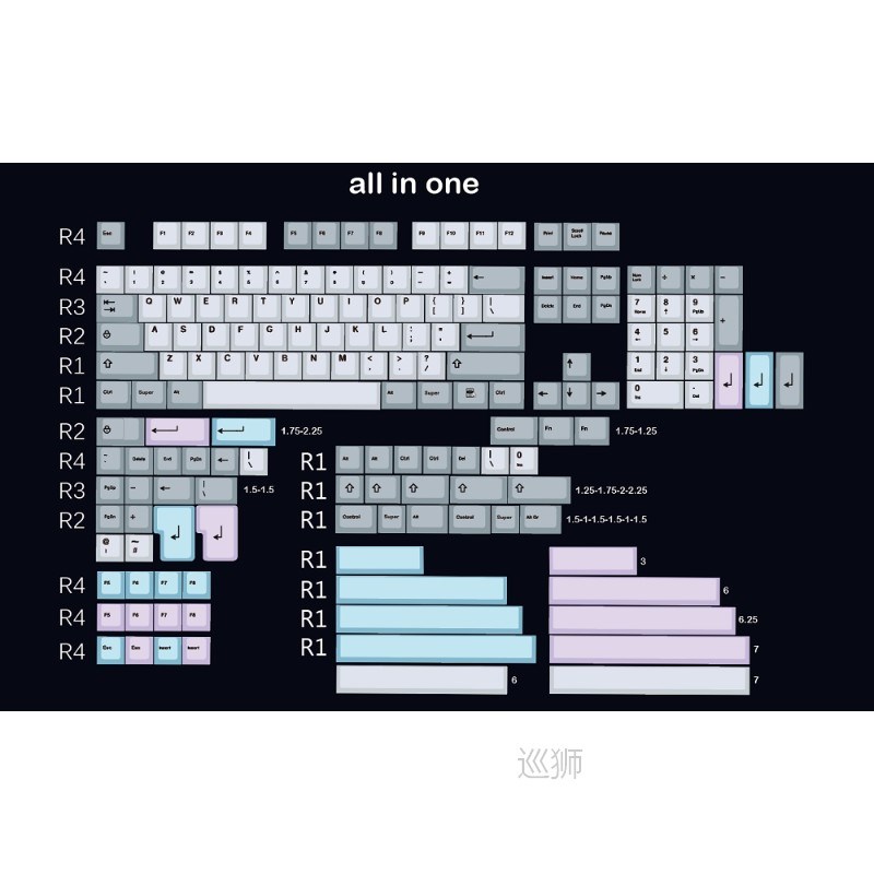 muted colorway 169 Cherry profile Dye Sub Keycap Set thick P