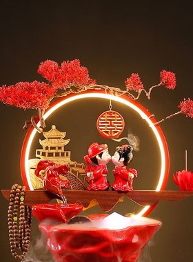 结婚礼品送新f人朋友闺蜜婚房喜庆桌面装饰流水摆件高档新婚礼物