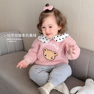 纯棉儿童棉裤加绒加厚p男女宝宝高腰护肚裤保暖冬季婴儿打底裤外