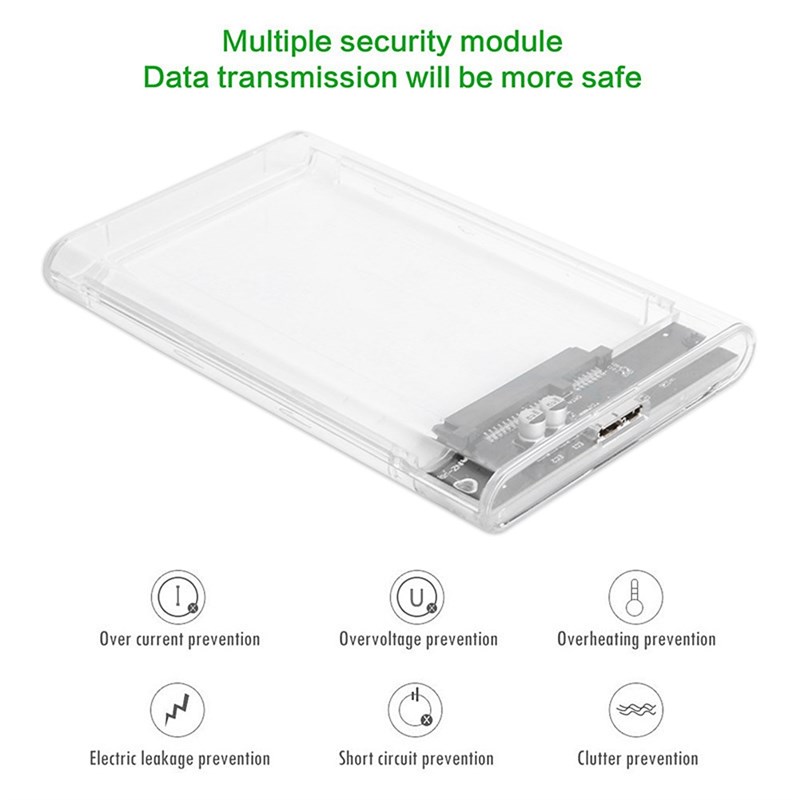 2.5 inch Transparent HDD SSD Case SATA III to USB 3.0 Hard