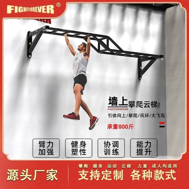 家用高低式墙体i攀爬云梯引体向上单杠健身室内墙上挂墙训练器