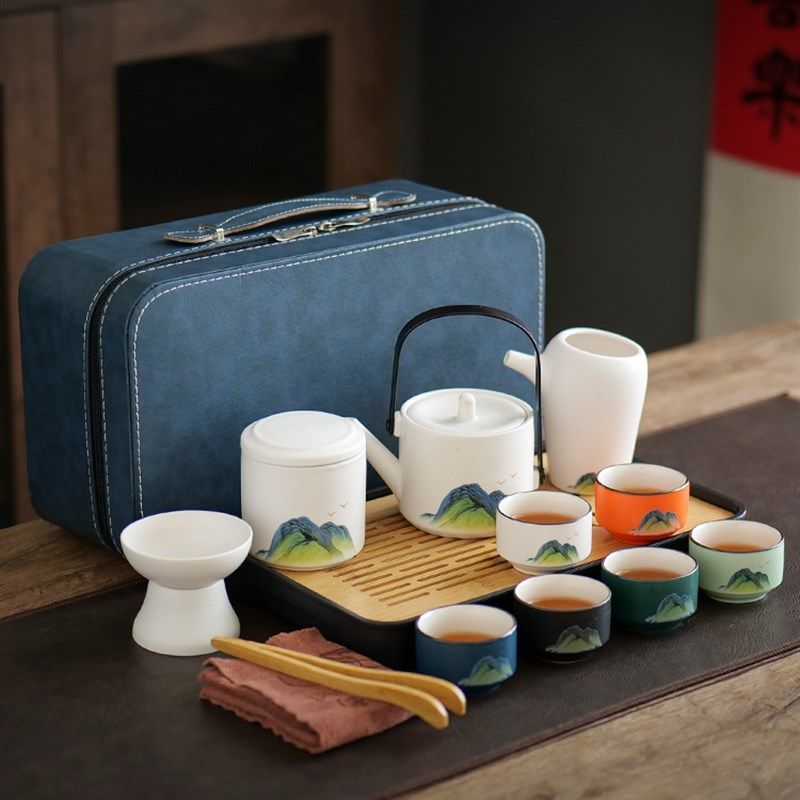 国风旅行茶具套装户外露营泡茶壶茶杯茶盘便携包公司尾牙团建礼品,餐饮具,旅行茶具,淘宝优惠券,粉丝福利购,淘宝优惠卷