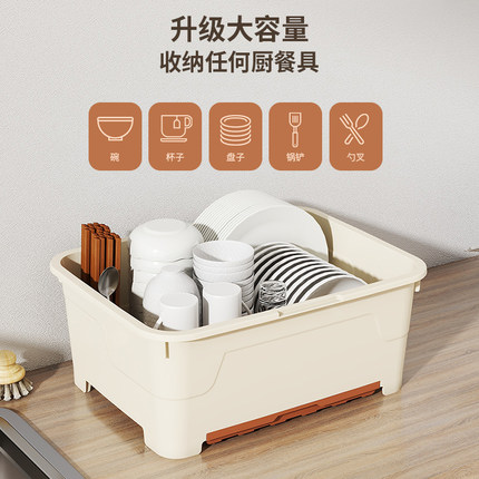 厨房碗柜家用餐具奶瓶沥水装碗碟置物架子放盘子箱带盖碗筷收纳盒