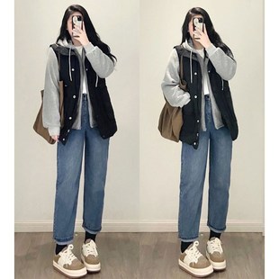 新款 冬季 女装 棉衣棉服宽松加厚假两件卫衣外套潮 300斤胖mm大码