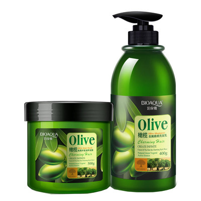 推荐2PC Set Olive hair mask + shampoo 橄榄滋养洗发水发膜 2件