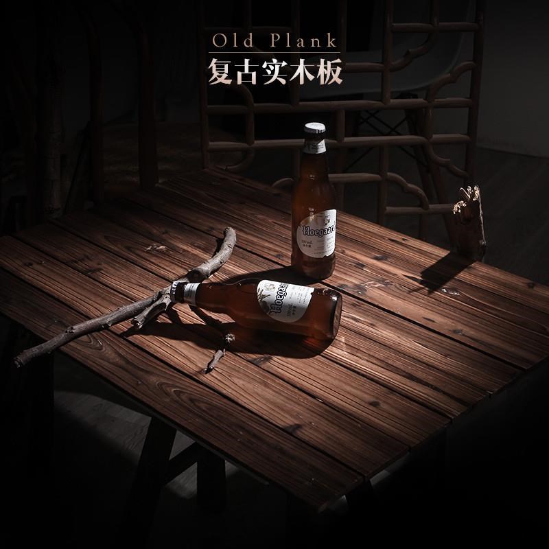 谷美拍照道具木板复古碳化木做旧真实摄影背景板T老旧美食拍摄布