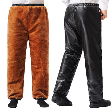 加绒加厚连帽皮衣冬季男士宽松保暖皮裤工作服套装大尺码皮棉衣棉