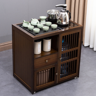 新中式 家用移动茶桌客厅小茶台实木办公泡茶几茶车茶柜烧水壶一体