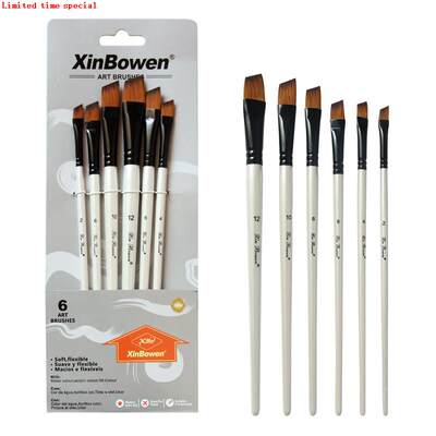 速发6pcs/set Nylon Hair Oil Paint Brush Pen Set Wooden Handl