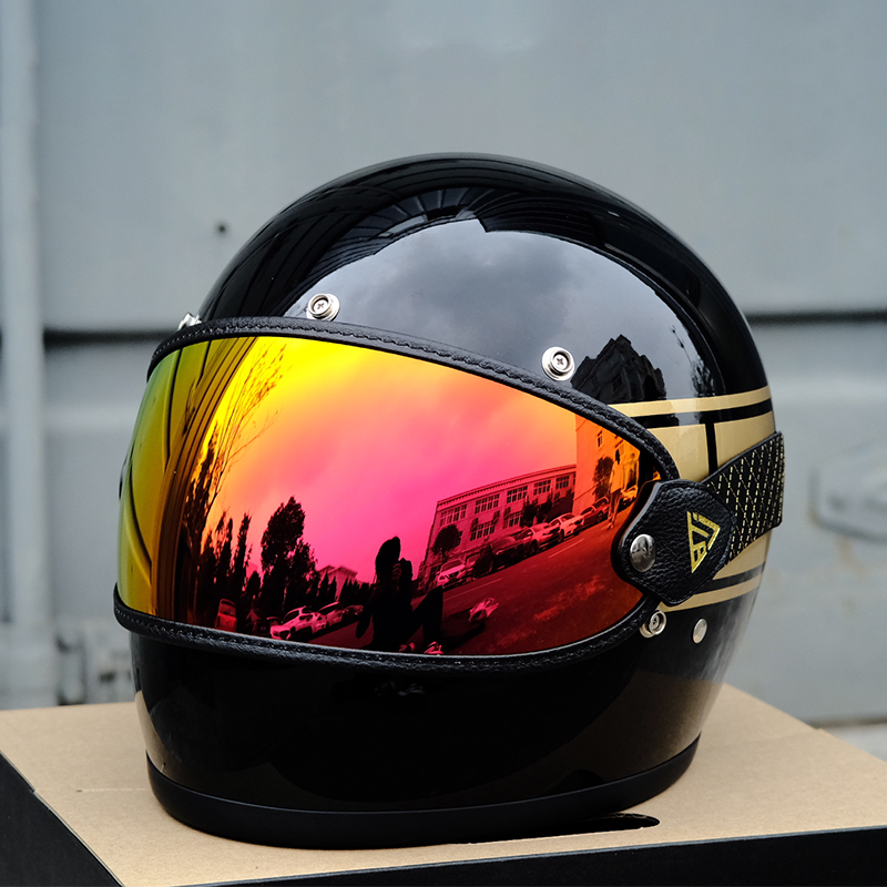 摩托车哈雷复古风镜防风男电动车骑行半盔遮阳防晒头盔护目镜面罩