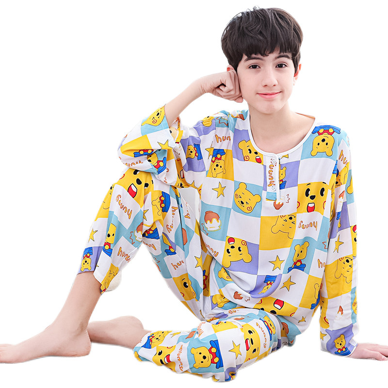 大童棉绸睡衣夏季青少年男童儿童薄款绵绸男孩长袖空调家居服套装,童装/婴儿装/亲子装,家居服套装,淘宝优惠券,粉丝福利购,淘宝优惠卷