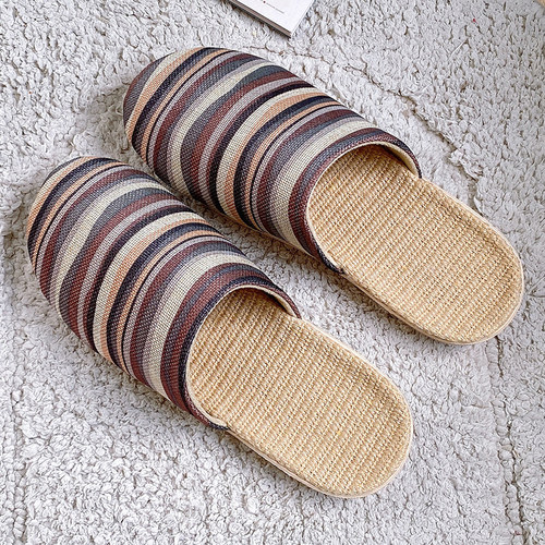 中式水墨风包头亚麻拖鞋男女家居防滑不臭脚家用木地板四季凉鞋