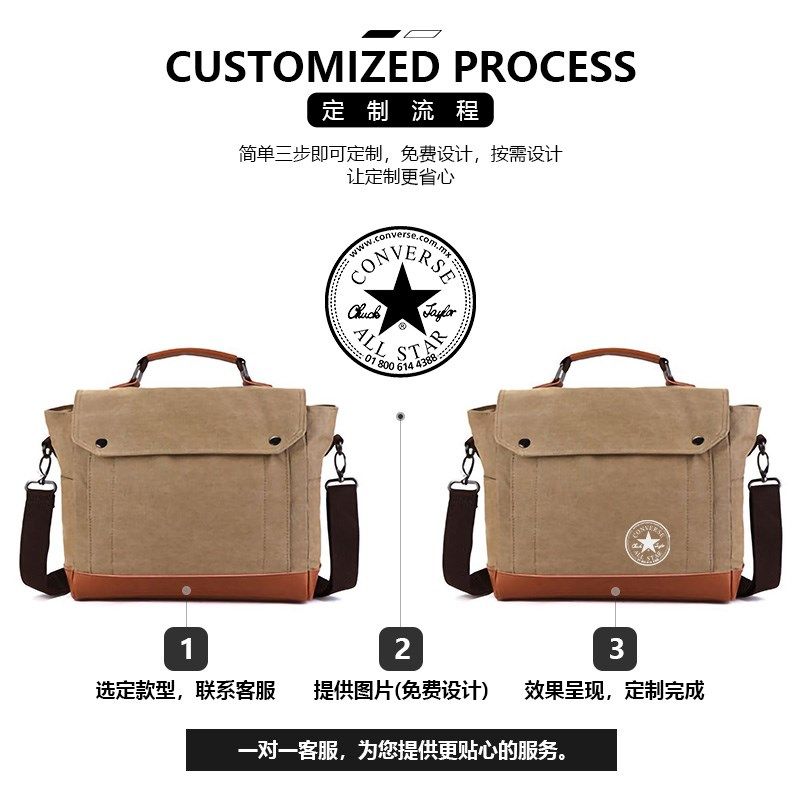 新款帆布包商务出行休闲手提包电脑包男士单肩斜挎包可定制印logo