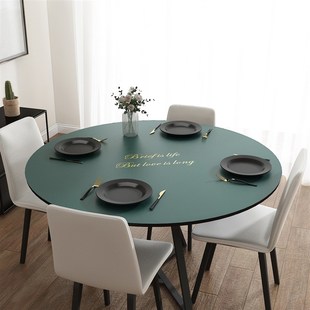 纯色餐桌垫圆形桌布防水防油免洗家用防烫PU皮革环保加厚圆桌台布