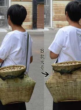 现货竹编制品工艺品背篓农用采摘茶叶藤H编竹篓子鱼笼装鱼黄鳝篓