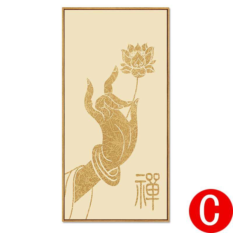 现货速发2022新款心经挂画禅意佛手观音莲花佛堂背景墙装饰画玄幻