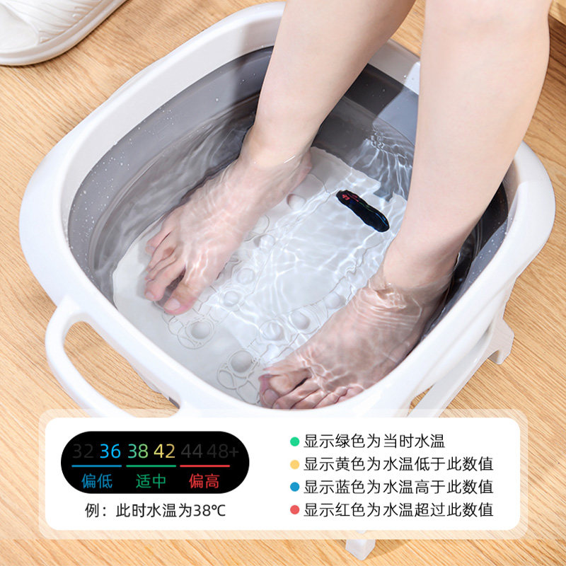 折叠泡脚盆保温带盖家用按摩脚底养生洗脚桶便携收纳感温足浴盆