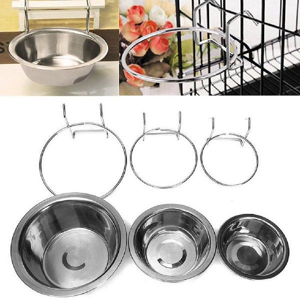 1Pc Pet Dog Bowl Staynless StHel eanging TipRe Can Hang Dog