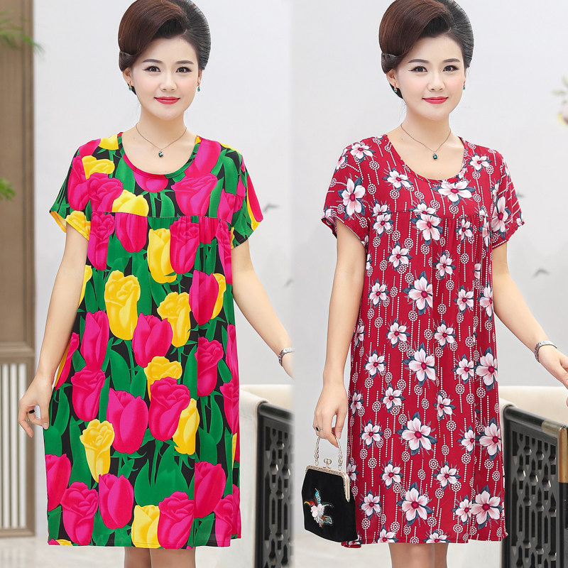 夏季中老年人睡衣女士纯棉妈妈睡裙夏天中年薄款大码全棉绸连衣裙,女士内衣/男士内衣/家居服,睡裙,淘宝优惠券,粉丝福利购,淘宝优惠卷