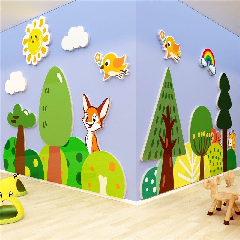 幼儿园环创主题文化墙面装饰成品贴走廊绿色环境布置材料动物森林,家居饰品,软装墙贴,淘宝优惠券,粉丝福利购,淘宝优惠卷