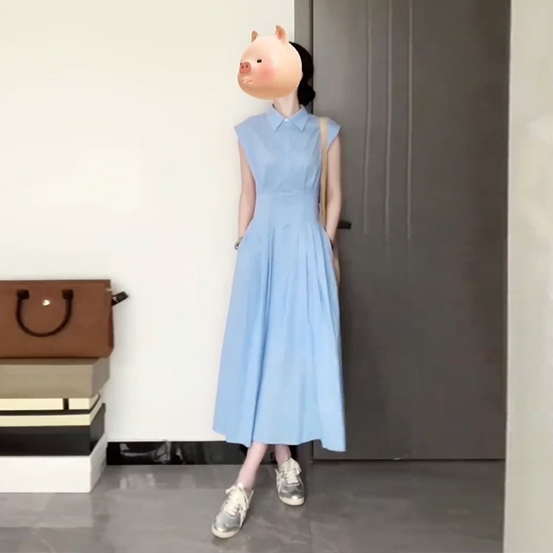 现货学院风高端精致衬衫连衣裙子女夏季2024新款法式气质绝美修身