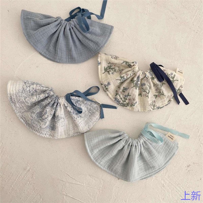 韩版纱布婴儿口水巾宝宝围兜围嘴加大系带口水兜儿童花瓣新款
