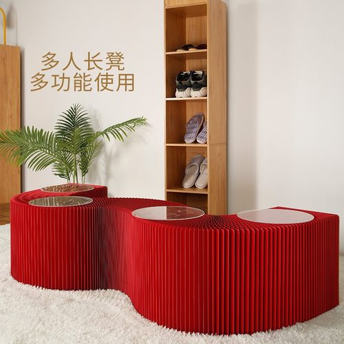 可折叠风琴凳伸缩l纸长凳防水换鞋凳创意多功能入户矮凳餐厅凳