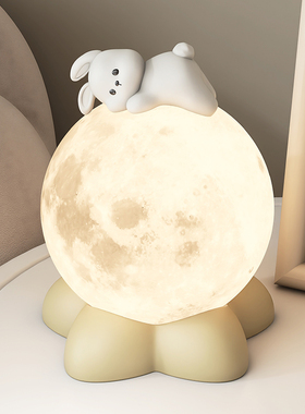 床头灯小兔熊夜灯客厅桌面卧室床头柜家居饰品摆S饰可发光生日礼