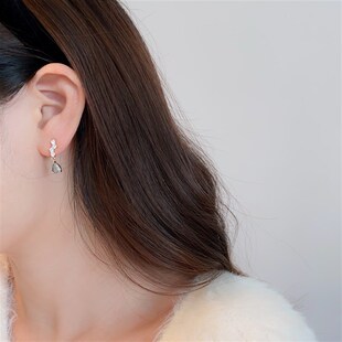 「静谧蓝」天然托帕石水滴耳环蚊香盘耳夹女无耳洞小众设计感耳饰