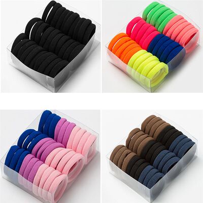 极速30Pcs Elastic Hair Accessories For Women Kids Black Pink