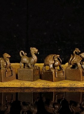 古玩杂项仿古印章四大神兽印章青龙白虎朱雀玄武子母套印章摆件