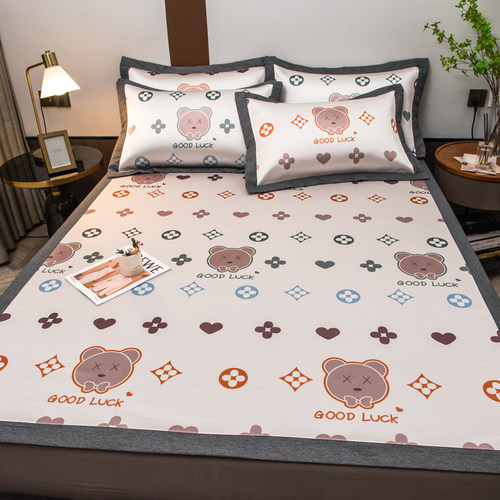 冰丝凉席夏天2023新款三件套可机洗学生宿舍床单空调凉席子儿童床