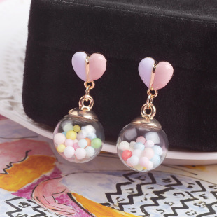 Bubble 速发Creative Earrings Girl Heart Fresh Shaped Crystal