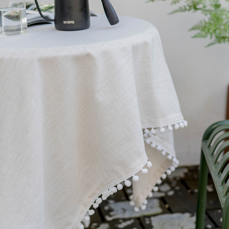 韩式桌布甜品店日式白色茶几床头柜方桌圆桌台布ins风棉麻小清新