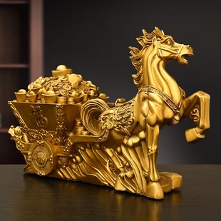 纯铜马拉元 宝摆件马拉车家居办公室客厅开业礼品马拉财宝马拉百财