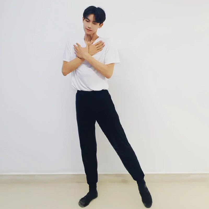 现货舞蹈服男士艺考形o体服练功服莫代尔上衣裤子学生现代舞芭蕾