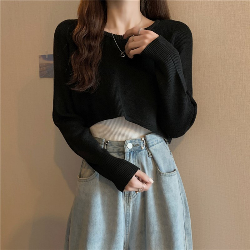 极速New Autumn Women Solid Sweater O-Neck Loose Sweater Pull