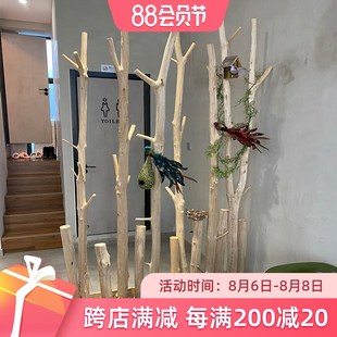 干树枝装 定制 饰天然枯木原木树干客厅玄关干枝隔断茶室幼儿园装