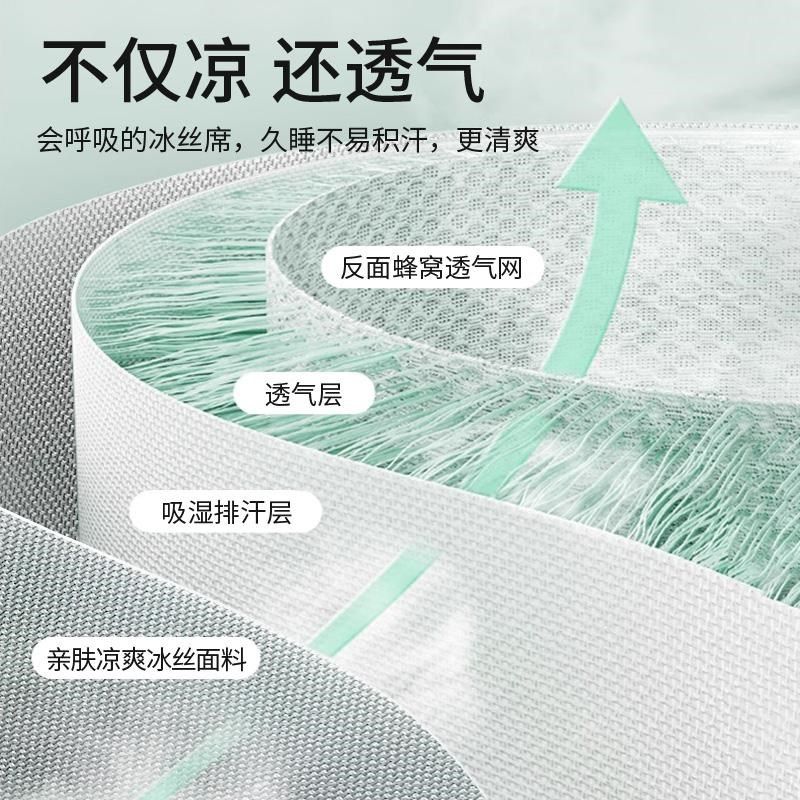 冰丝凉席三件套可水洗宿舍家用夏季折叠软席子床单床笠款藤席夏天,床上用品,冰丝席,淘宝优惠券,粉丝福利购,淘宝优惠卷