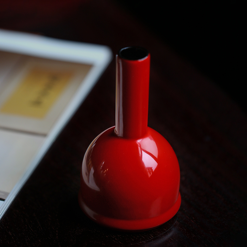 朱砂红大漆摇铃尊花器漂亮花瓶红木花插雕件漆M器手工器皿摆件136