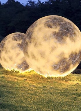 网红月球灯酒吧装饰商场店铺落地户外玻璃钢雕塑发光星球大摆件