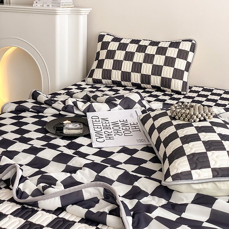 乳胶凉席b三件套夏被四件套夏季可机洗冰丝席水洗夏被单双人空i.