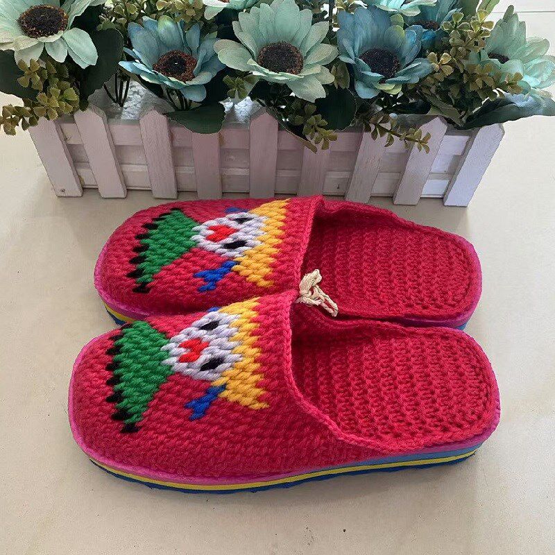 36/37码成人女手工编织居家防滑平底毛线拖鞋草莓勾成品现货冬,居家布艺,居家婚庆拖鞋,淘宝优惠券,粉丝福利购,淘宝优惠卷